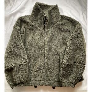 Lululemon Size 12 Dark Olive Green  Cinchable Waist Fleece Zip Up Jacket